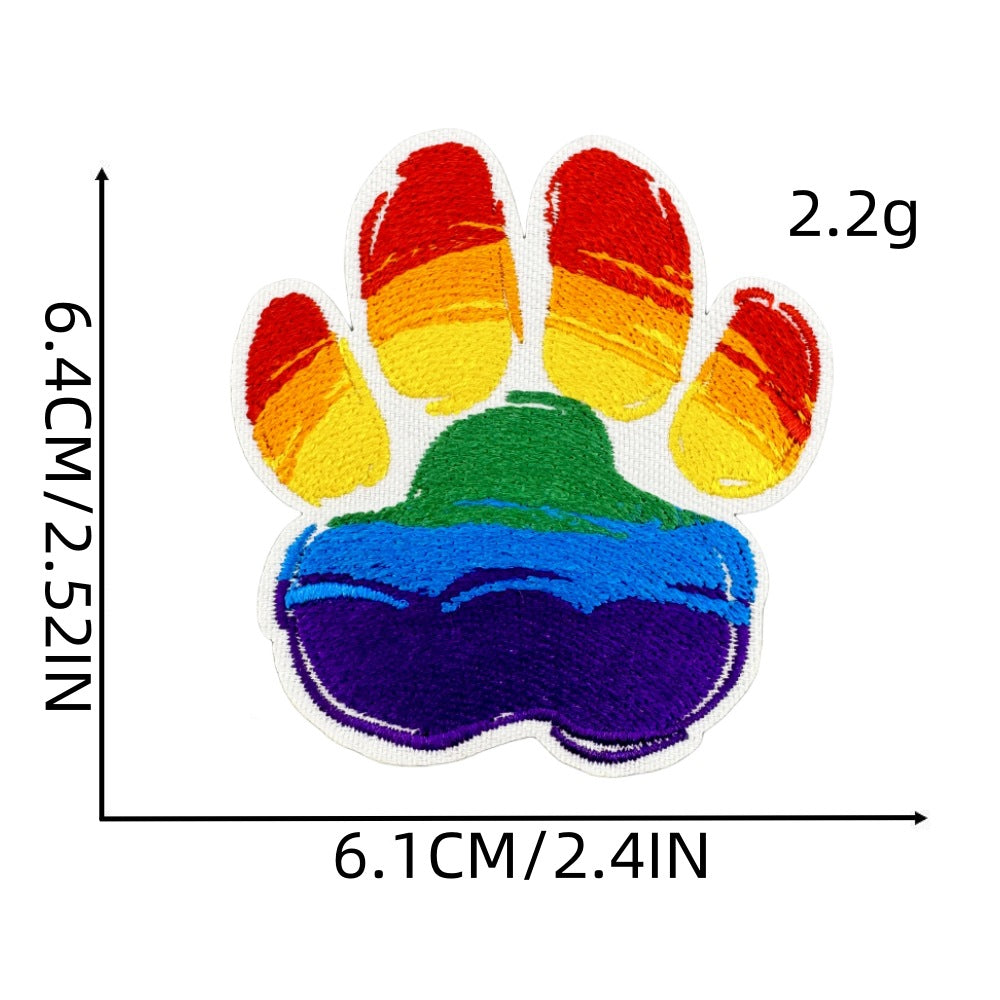 Wholesale Cute colorful bear paw fabric patch embroidery